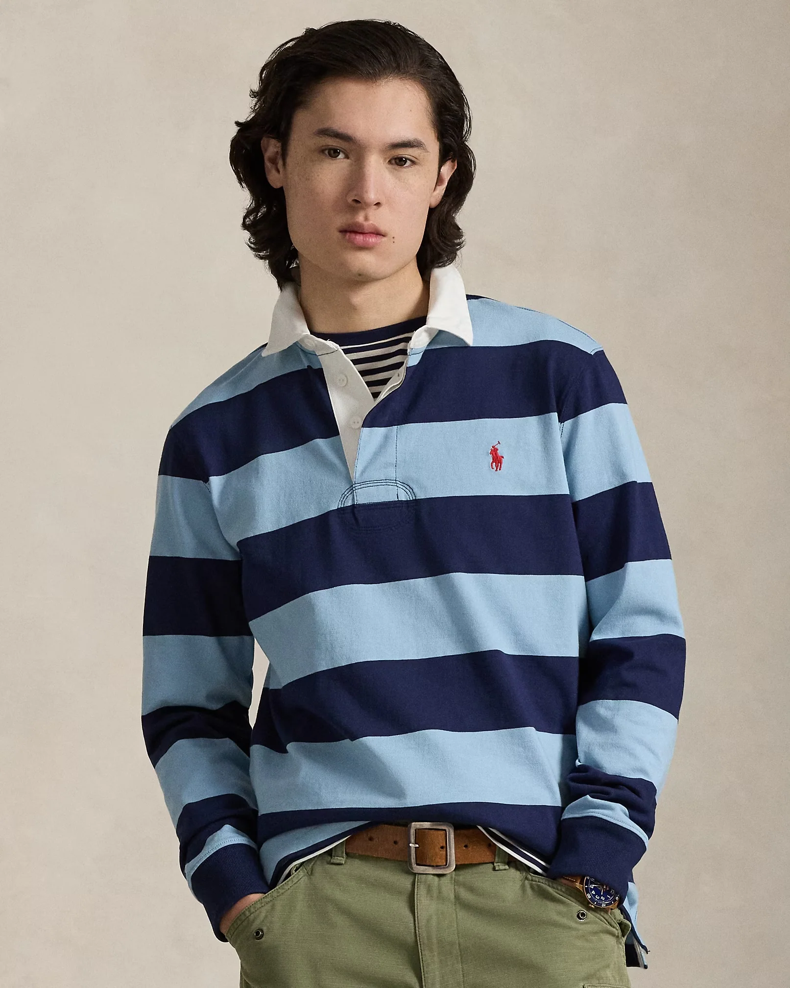 Polo Ralph Lauren - The Iconic Rugby Shirt in Powder Blue and Newport Navy - Image 2