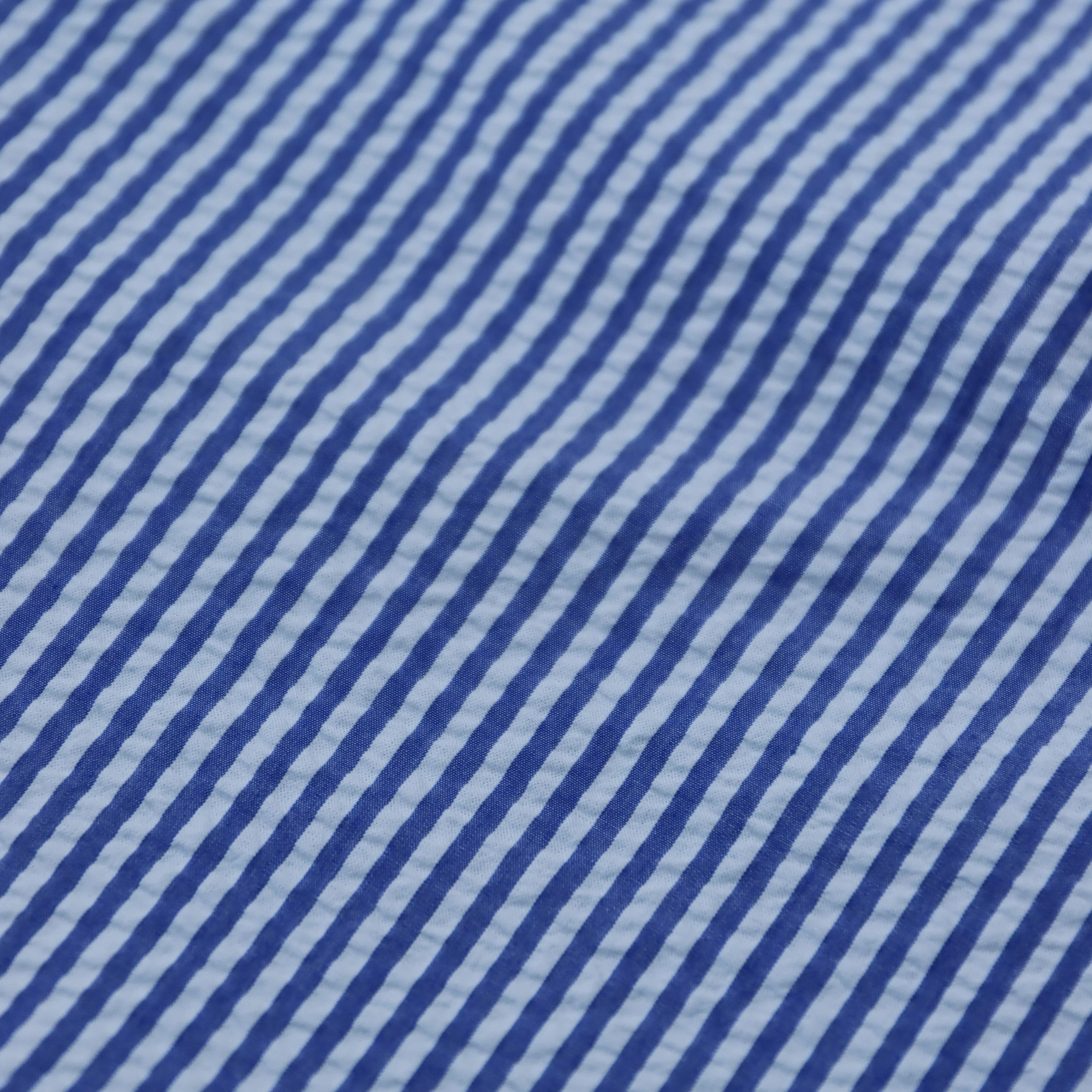 Portuguese Flannel - Atlantico Short Sleeve in Blue Stripe Seersucker - Image 4