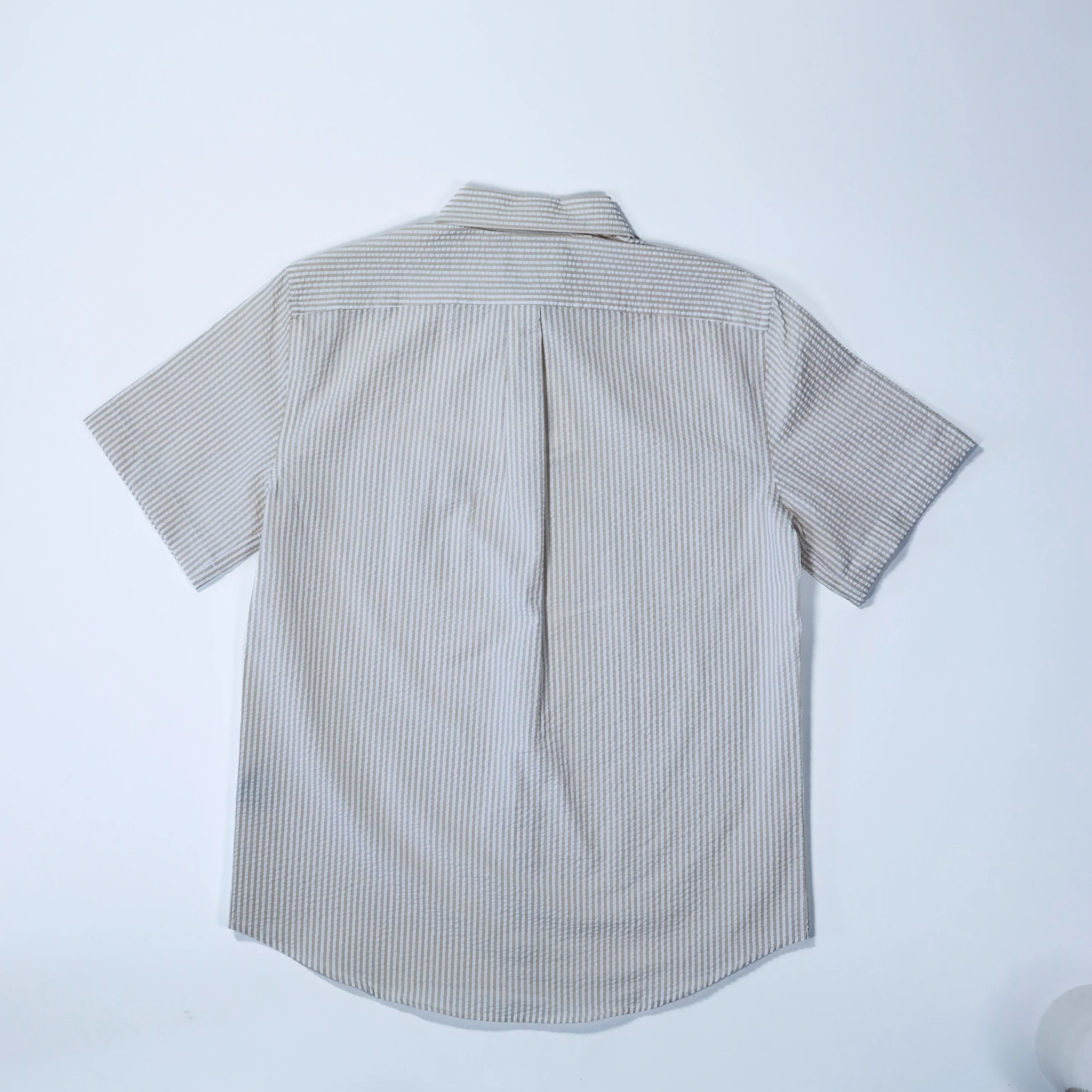 Portuguese Flannel - Atlantico Short Sleeve in Sand Stripe Seersucker - Image 2