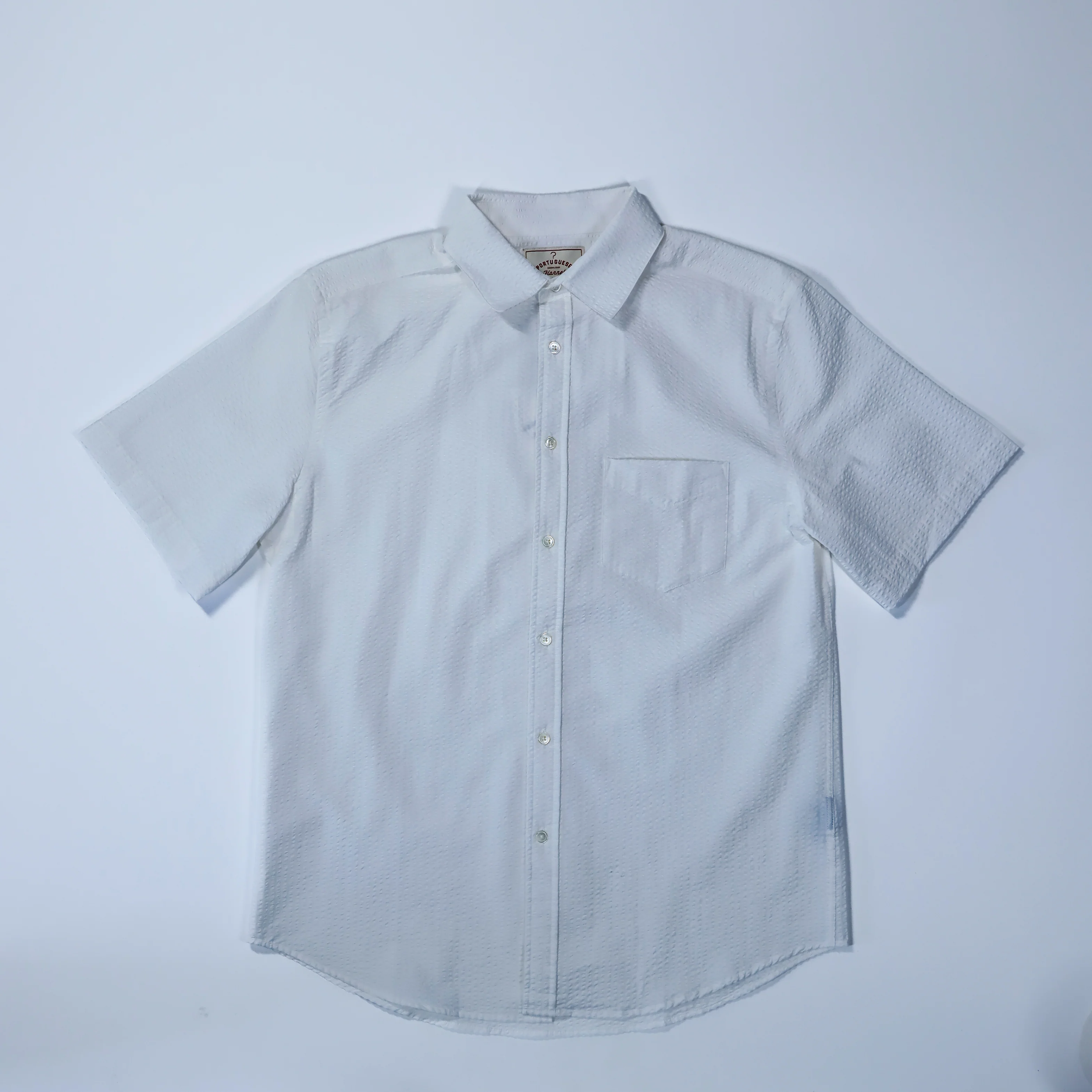 Portuguese Flannel - Atlantico Short Sleeve in White Seersucker