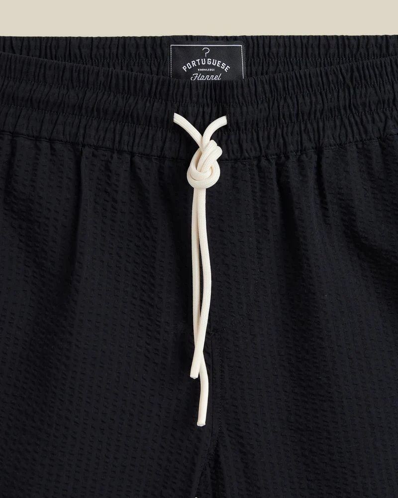 Portuguese Flannel - Atlantico Shorts in Black Seersucker - Image 2