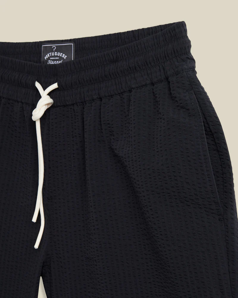 Portuguese Flannel - Atlantico Shorts in Black Seersucker - Image 3