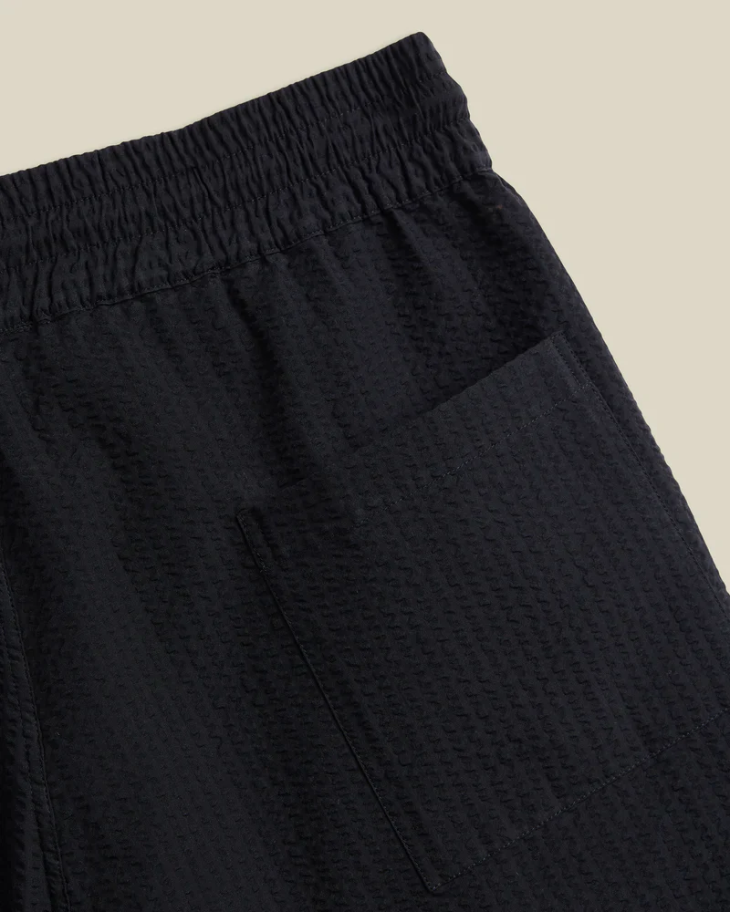 Portuguese Flannel - Atlantico Shorts in Black Seersucker - Image 4