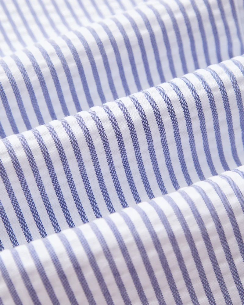 Portuguese Flannel - Atlantico Trouser in Blue and White Seersucker Stripe - Image 5