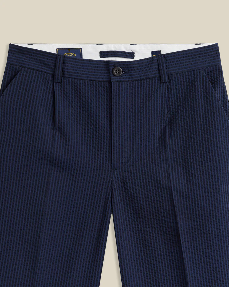 Portuguese Flannel - Atlantico Trouser in Navy Seersucker - Image 2