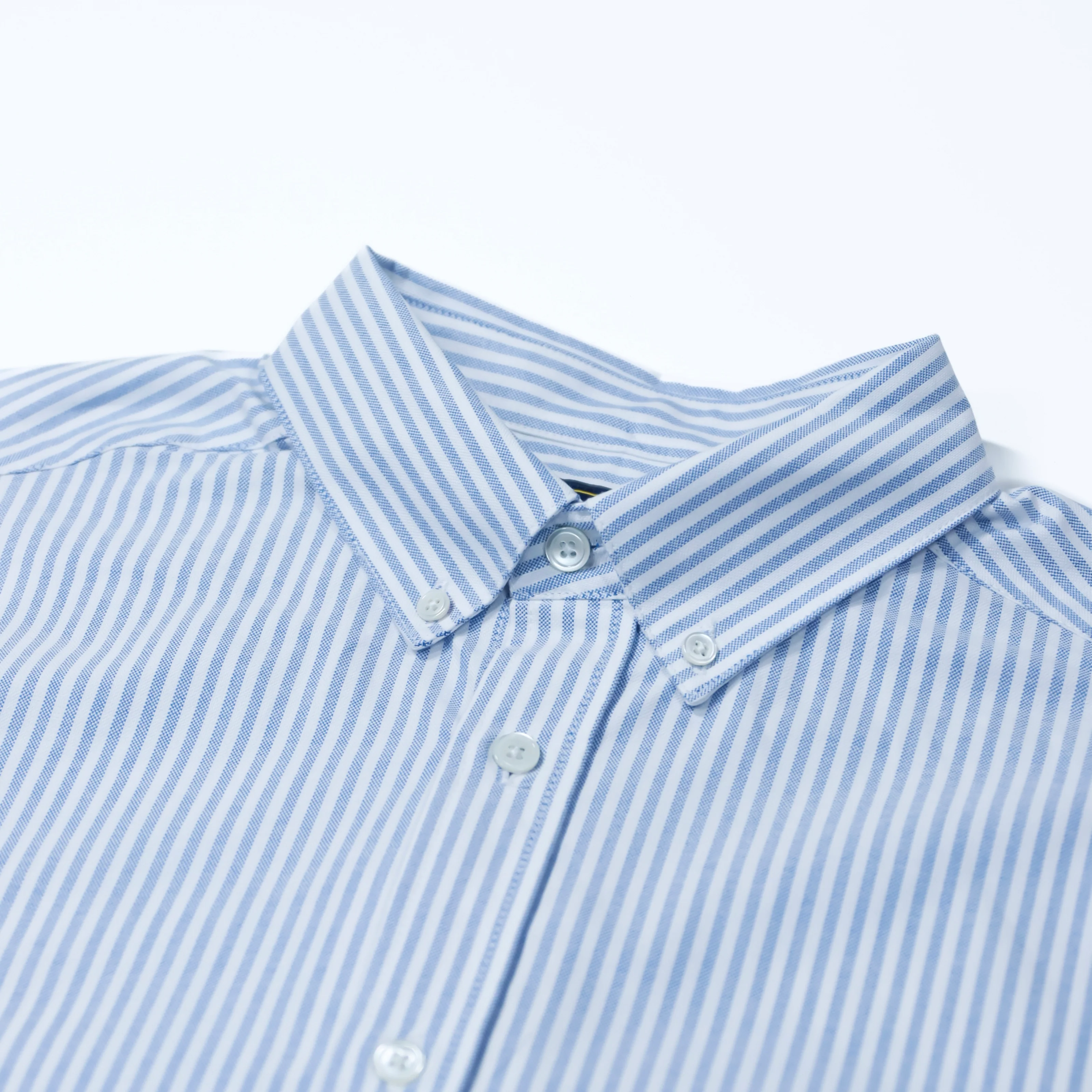 Portuguese Flannel - Belavista Stripe S/S in Blue and White Oxford Cloth - Image 3