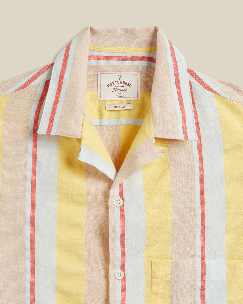 Portuguese Flannel - Boat Camp Collar in Yellow Stripe - Image 2