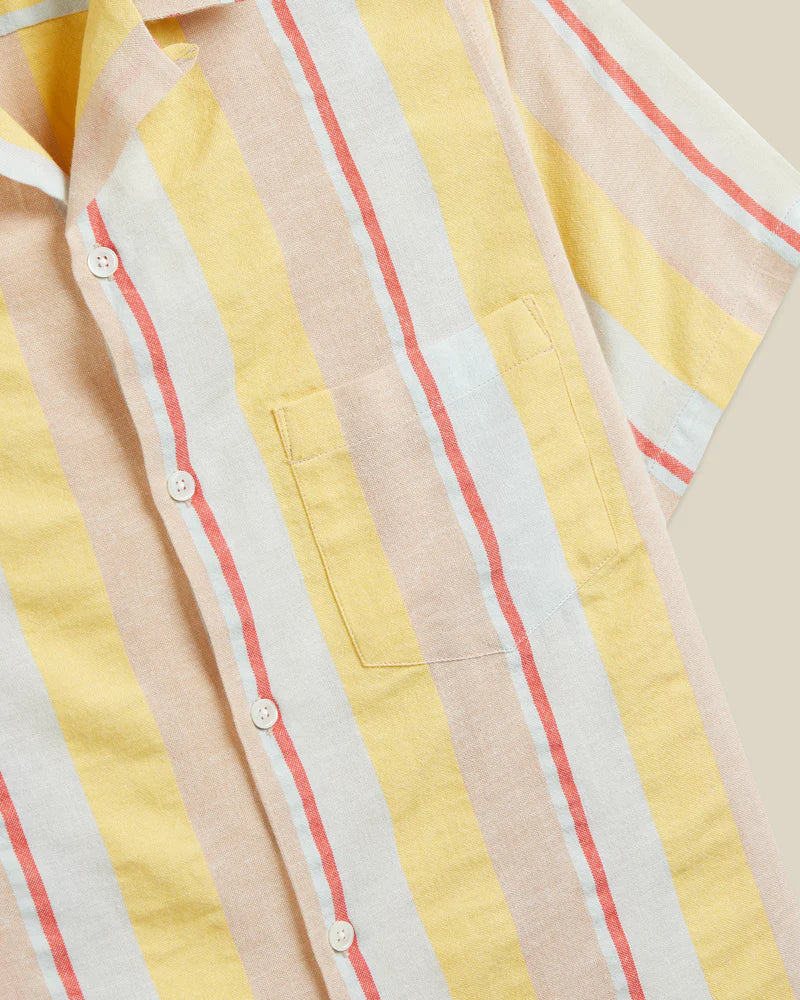 Portuguese Flannel - Boat Camp Collar in Yellow Stripe - Image 3