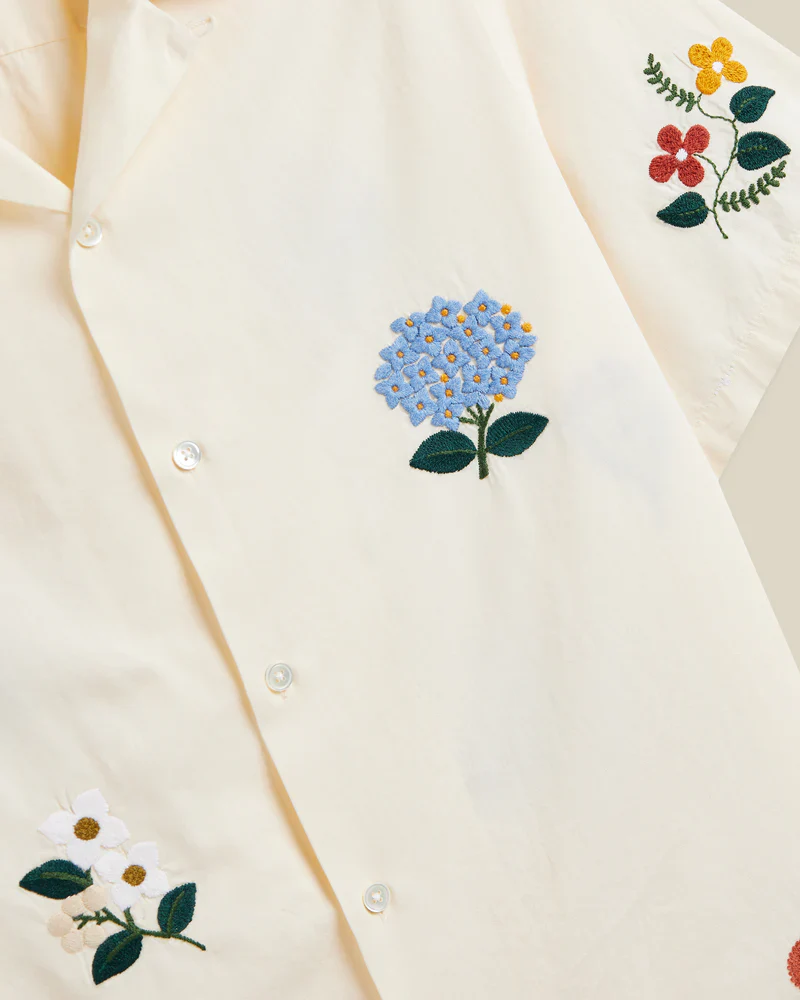 Portuguese Flannel - Embroidery Flowers in Ecru - Image 3