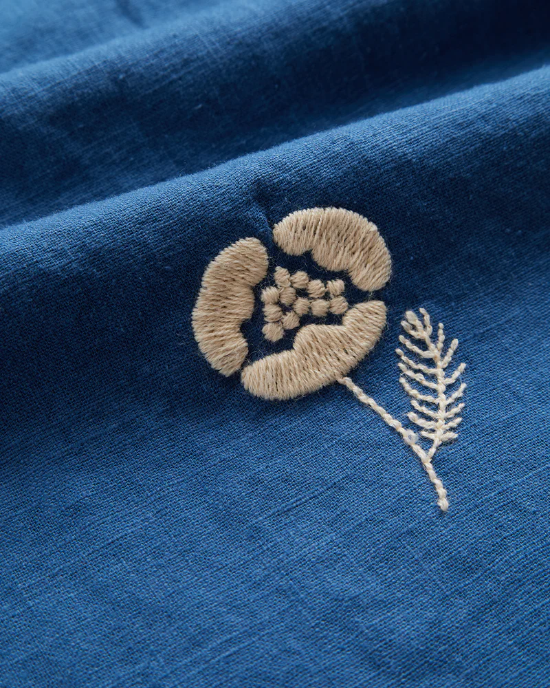Portuguese Flannel - Embroidery Nature Ramie in Blue - Image 4