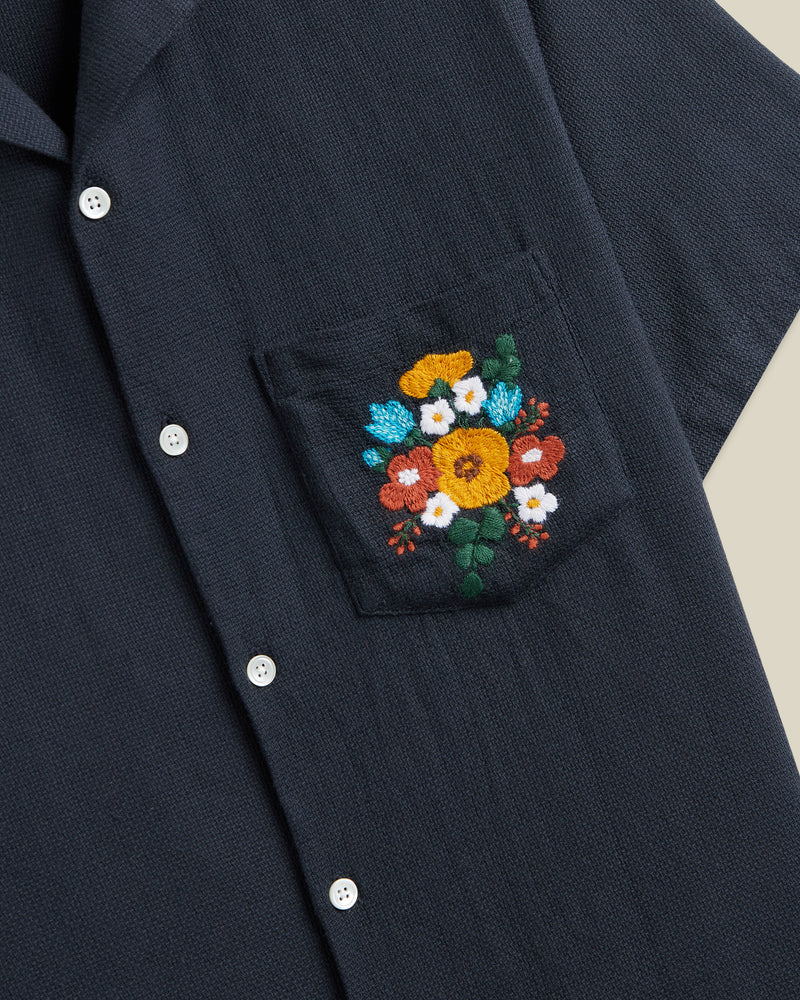 Portuguese Flannel - Embroidery Piquet in Navy - Image 3