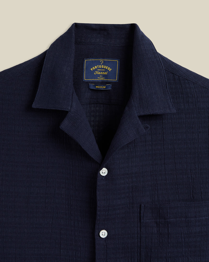 Portuguese Flannel - Grain Camp Collar in Navy Gauze - Image 2