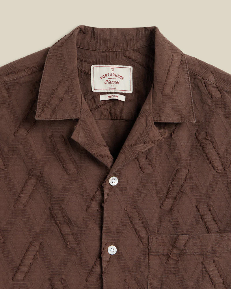 Portuguese Flannel - Ike Camp Collar in Chocolate Brown - Image 2