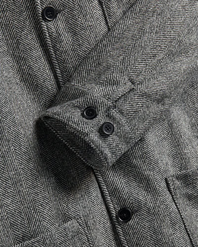Portuguese Flannel - Labura Herringbone Wool in Grey - Image 3