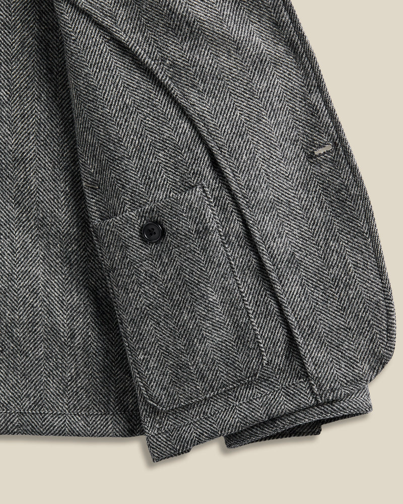 Portuguese Flannel - Labura Herringbone Wool in Grey - Image 4