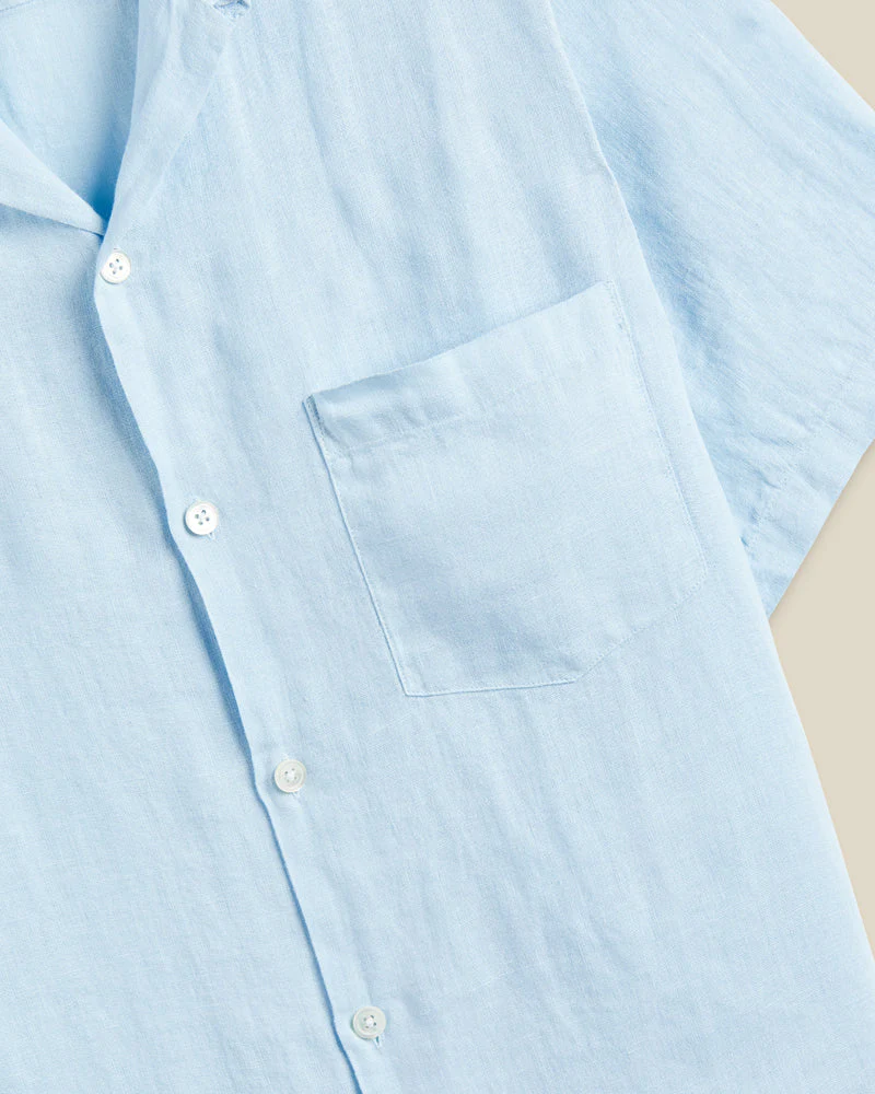 Portuguese Flannel - Linen Camp Collar in Sky - Image 3
