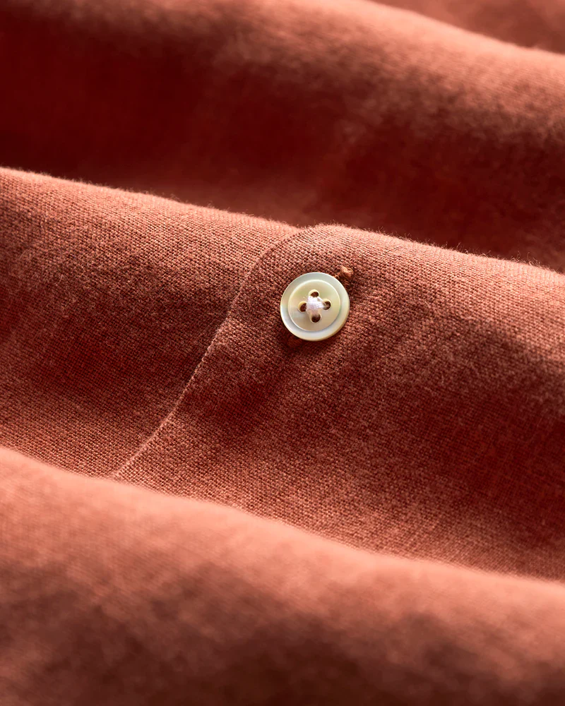 Portuguese Flannel - Linen Camp Collar in Terracota - Image 4