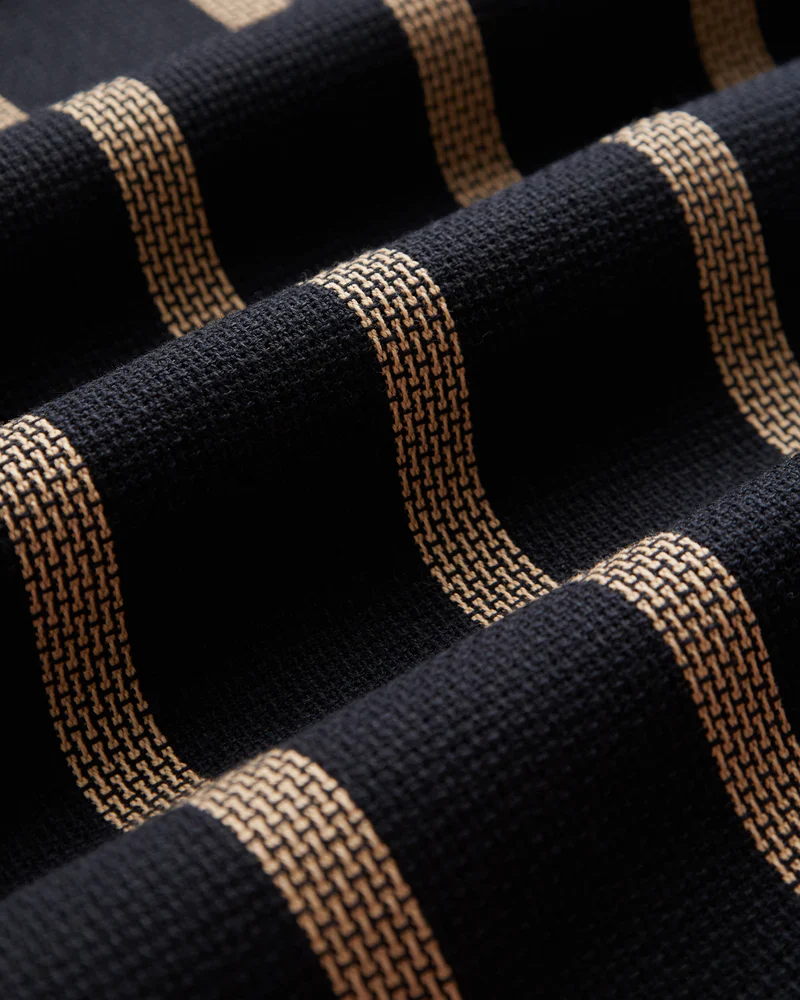 Portuguese Flannel - Marques in Black and Tan Piquet Stripe - Image 4