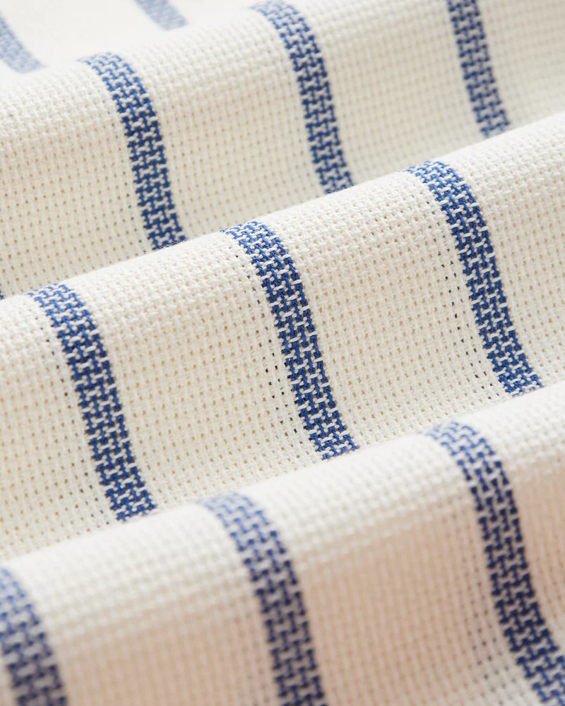 Portuguese Flannel - Piquet Stripe in Blue and Off-White - Image 4