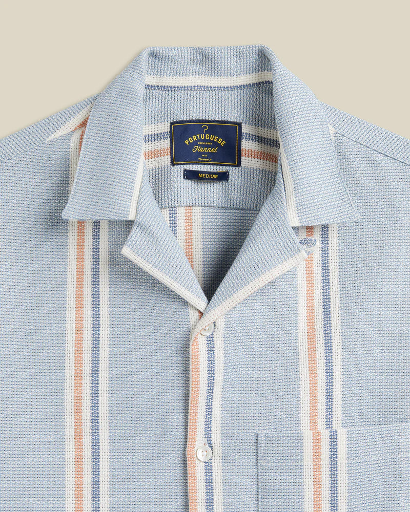 Portuguese Flannel - Radi in Blue and Terracotta Piquet Stripe - Image 2