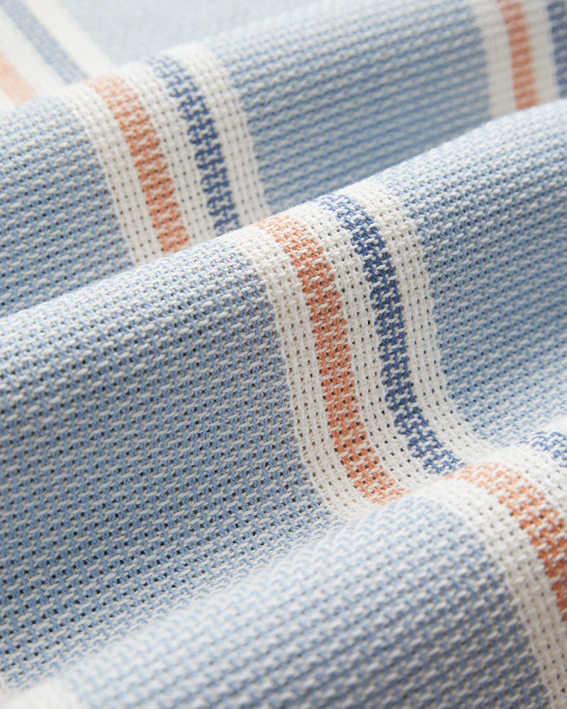 Portuguese Flannel - Radi in Blue and Terracotta Piquet Stripe - Image 4