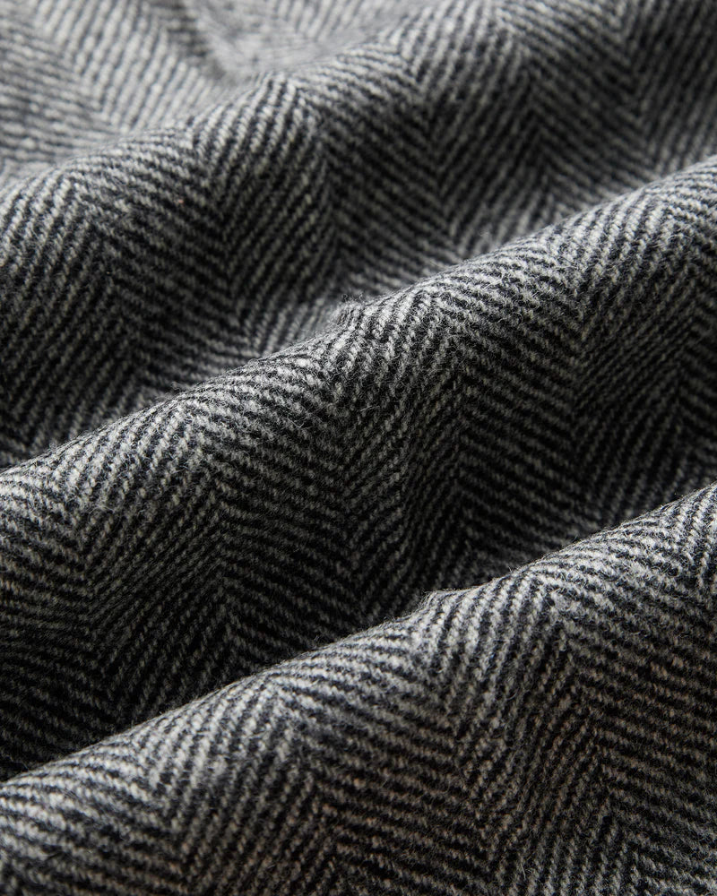 Portuguese Flannel - Wool Herringbone Single Pleat Trousers in Grey - Image 5