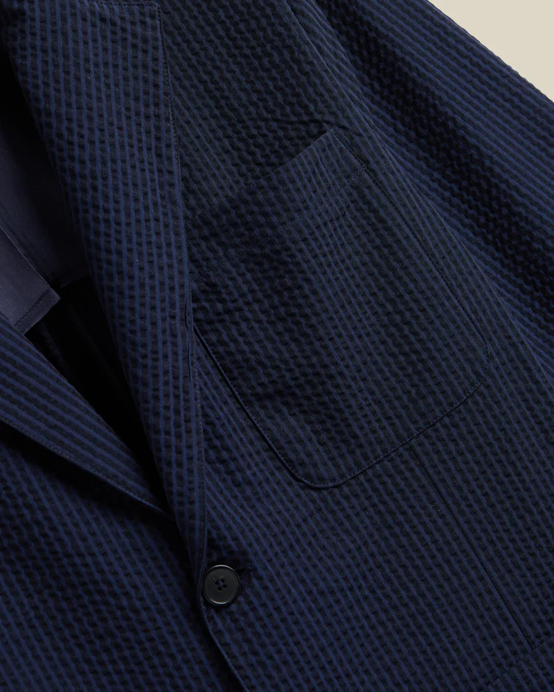 Portuguese Foannel - Atlantico Blazer in Navy Seersucker - Image 3