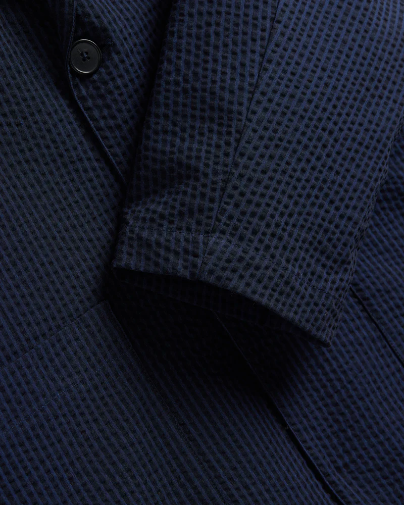 Portuguese Foannel - Atlantico Blazer in Navy Seersucker - Image 4