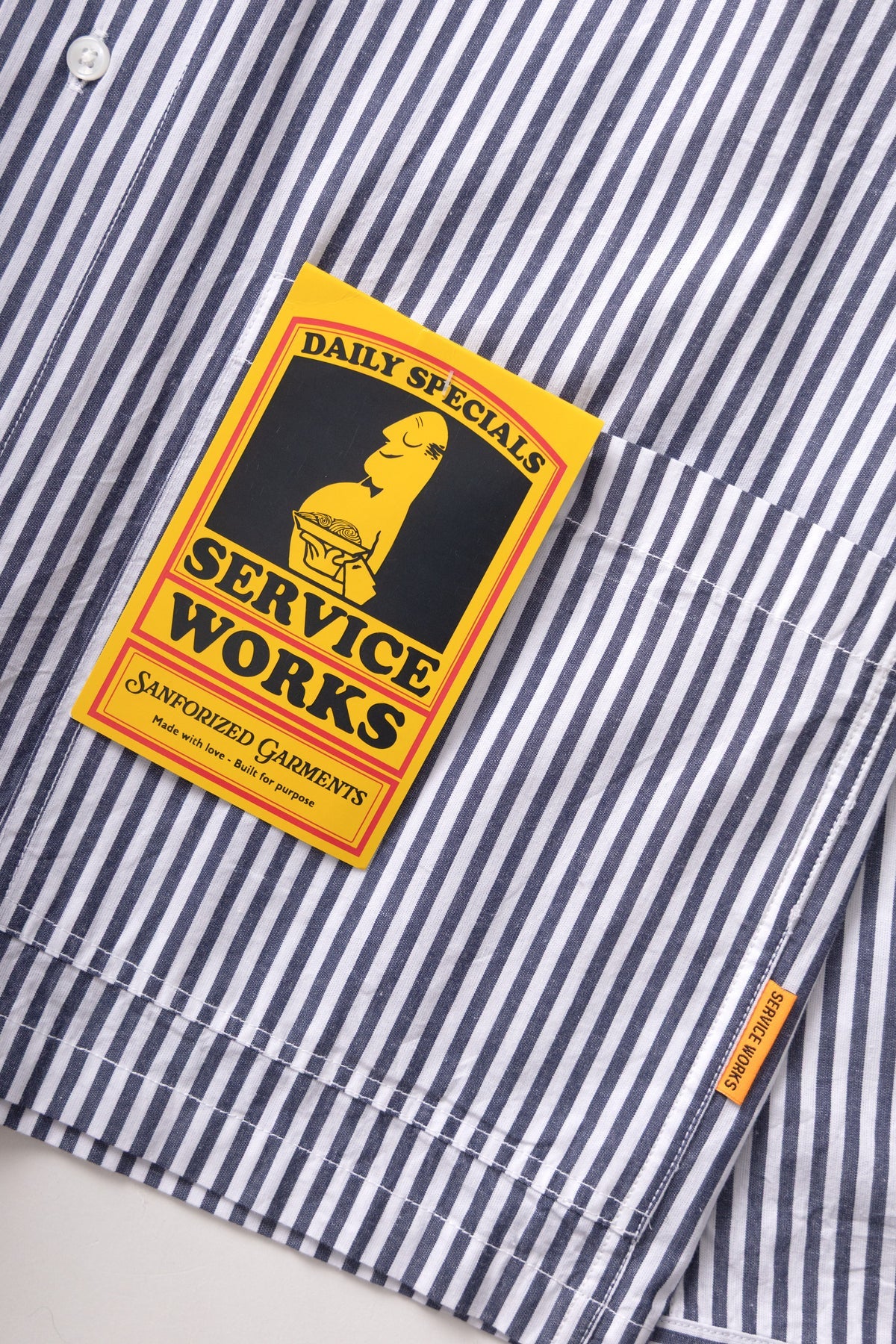Service Works - Poplin Stripe Waiter Shirt in Royal Blue - Image 3