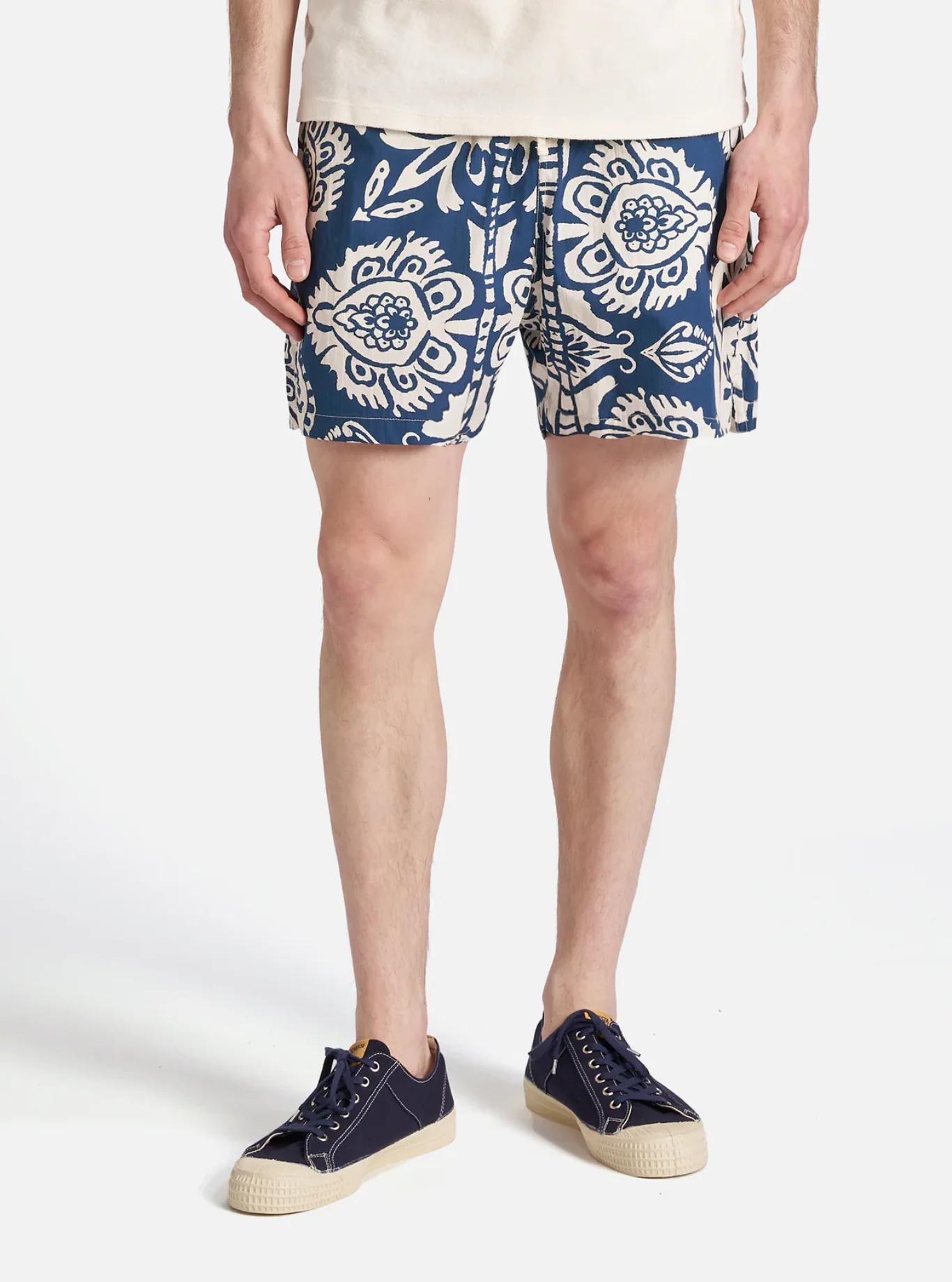 Universal Works - Action Short in Navy Island Print Cotton - Image 6