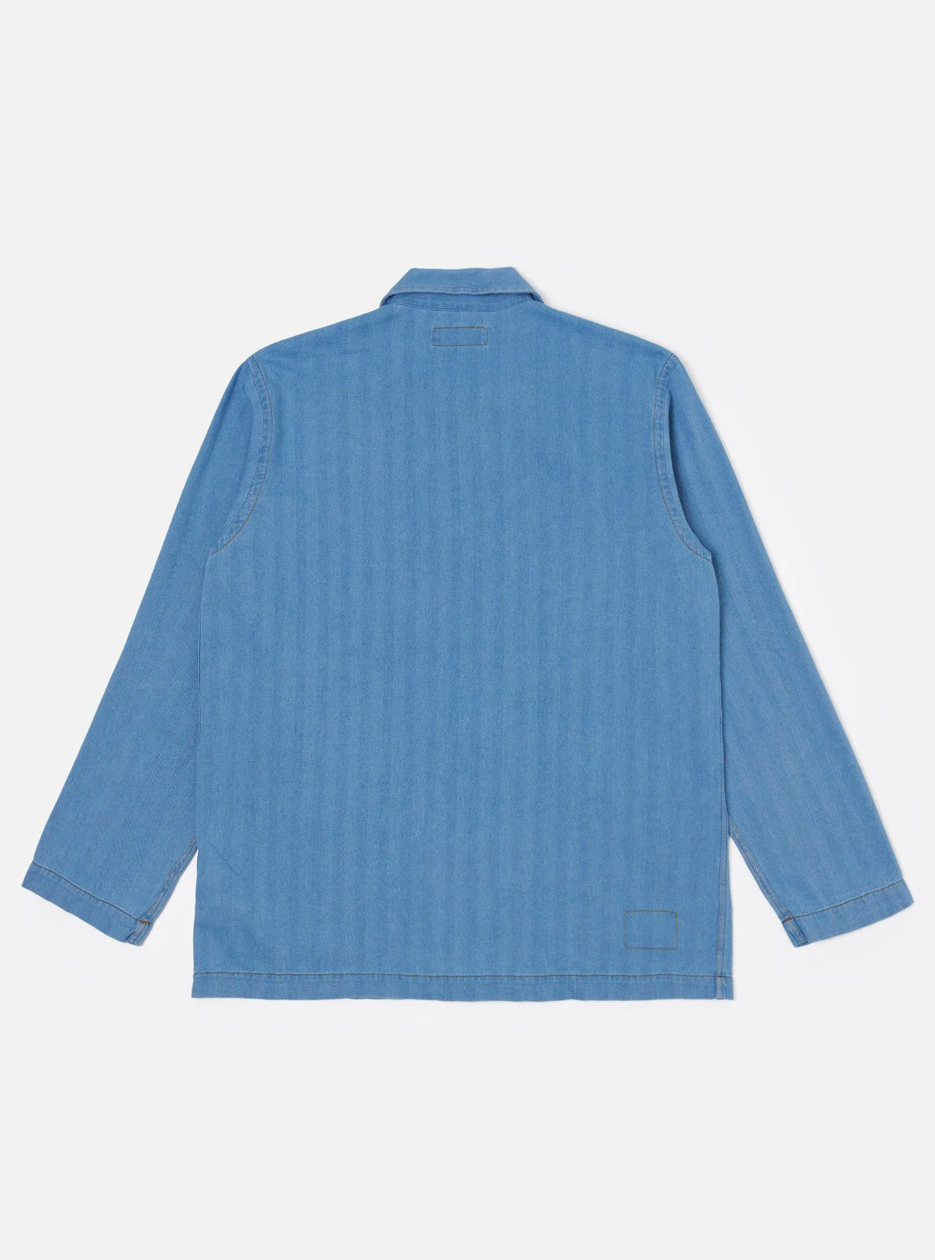Universal Works - Bakers Overshirt Washed Indigo Recycled Herringbone - Image 2