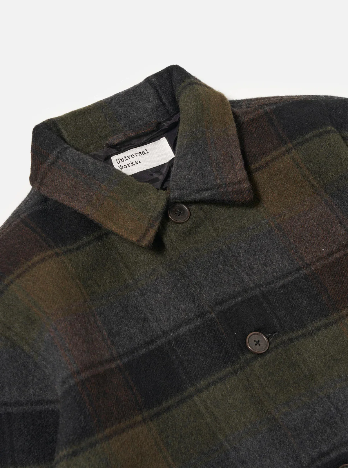 Universal Works - Berlin Wool Check Wayfarer Jacket in Black/Brown - Image 3