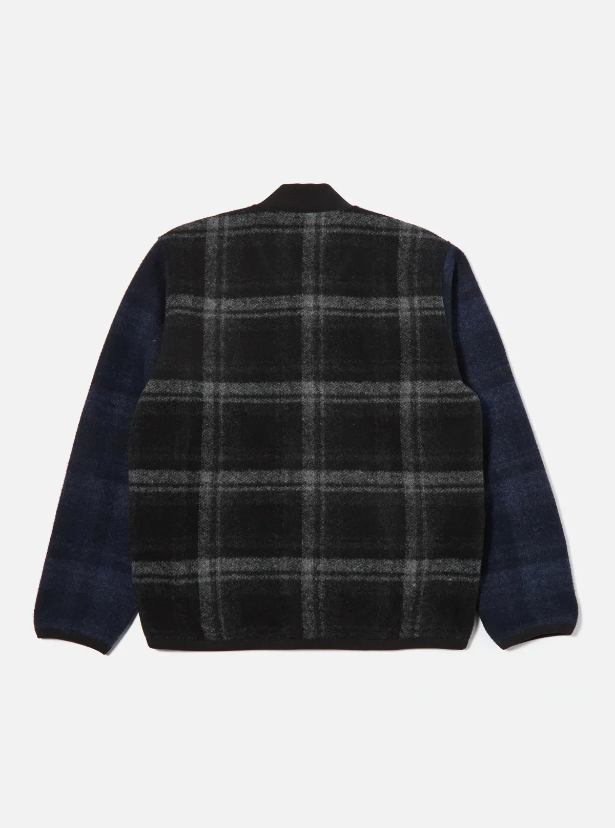 Universal Works - Button Front Bomber in Grey Moh Check Fleece - Image 2