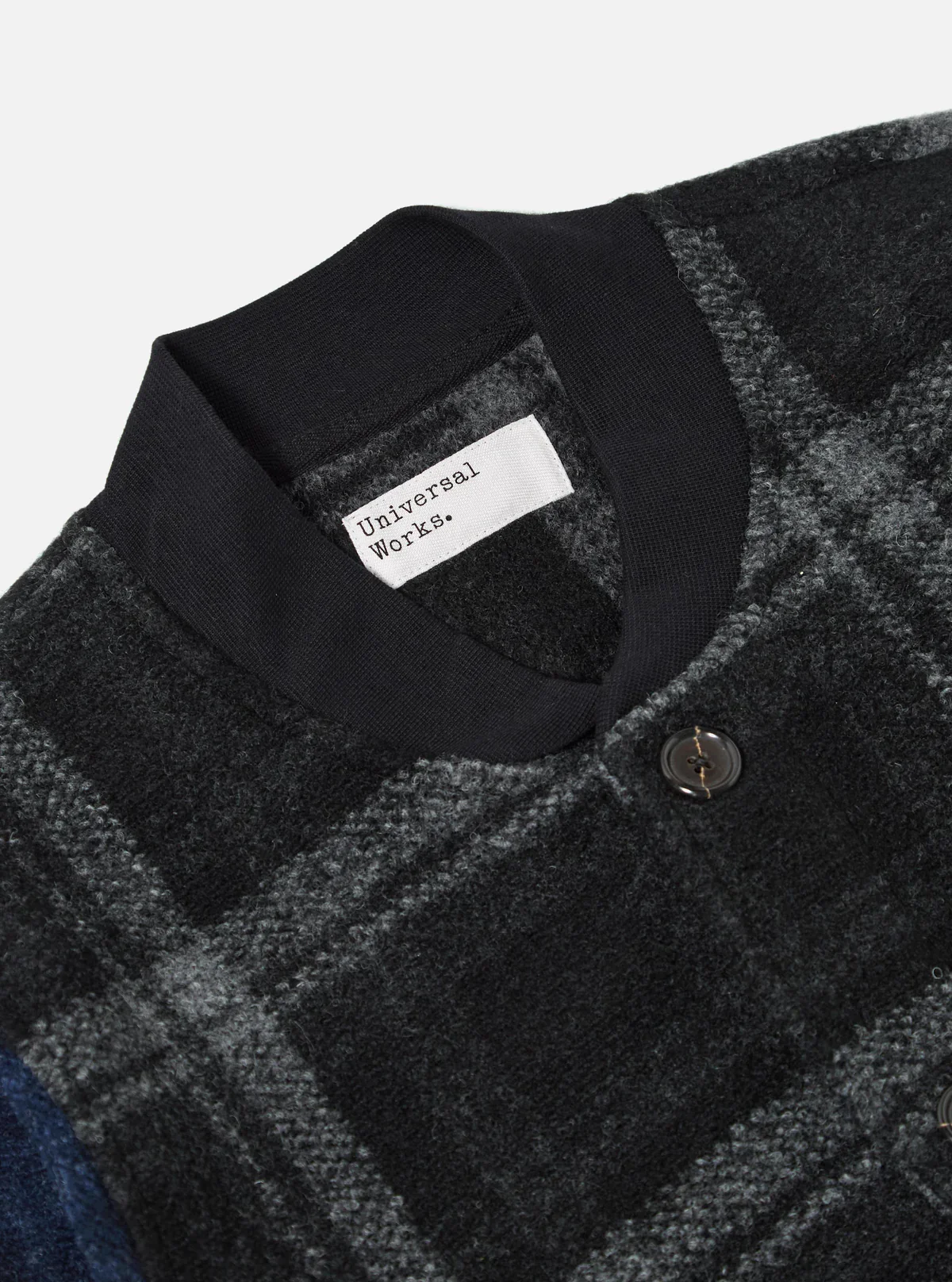 Universal Works - Button Front Bomber in Grey Moh Check Fleece - Image 3