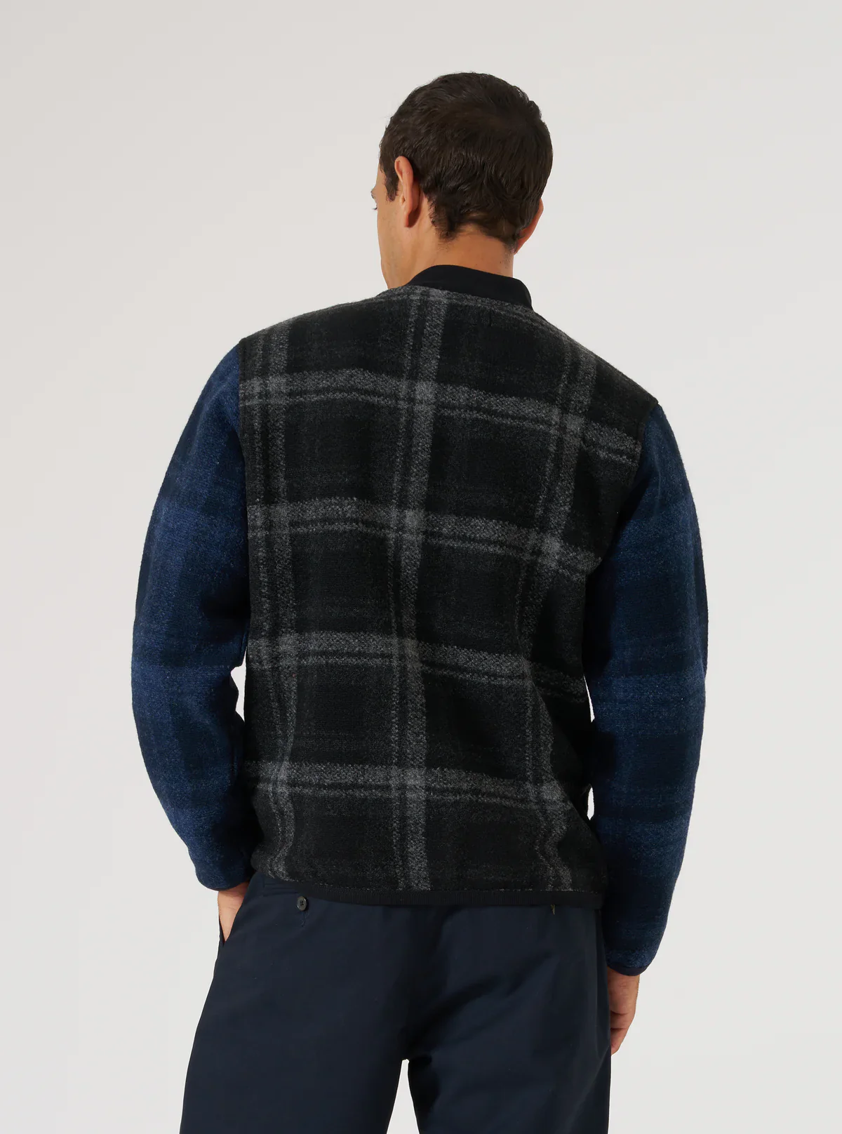 Universal Works - Button Front Bomber in Grey Moh Check Fleece - Image 8