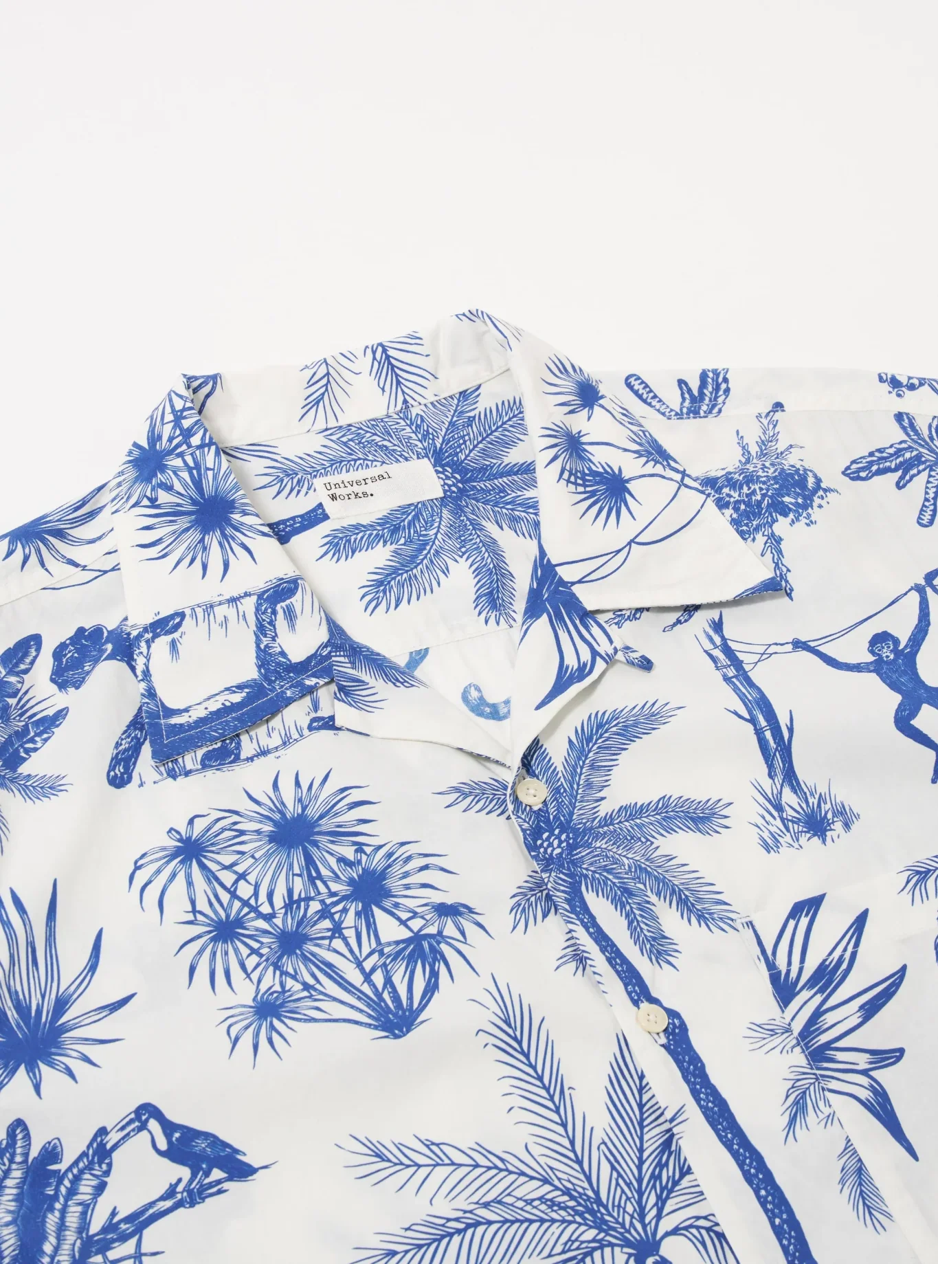 Universal Works - Camp Shirt in White Jungle Toile Poplin - Image 3