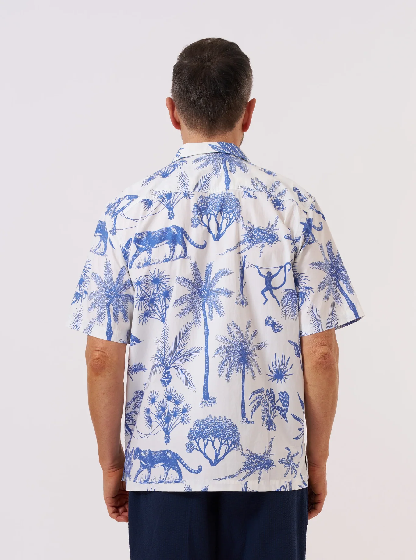 Universal Works - Camp Shirt in White Jungle Toile Poplin - Image 5