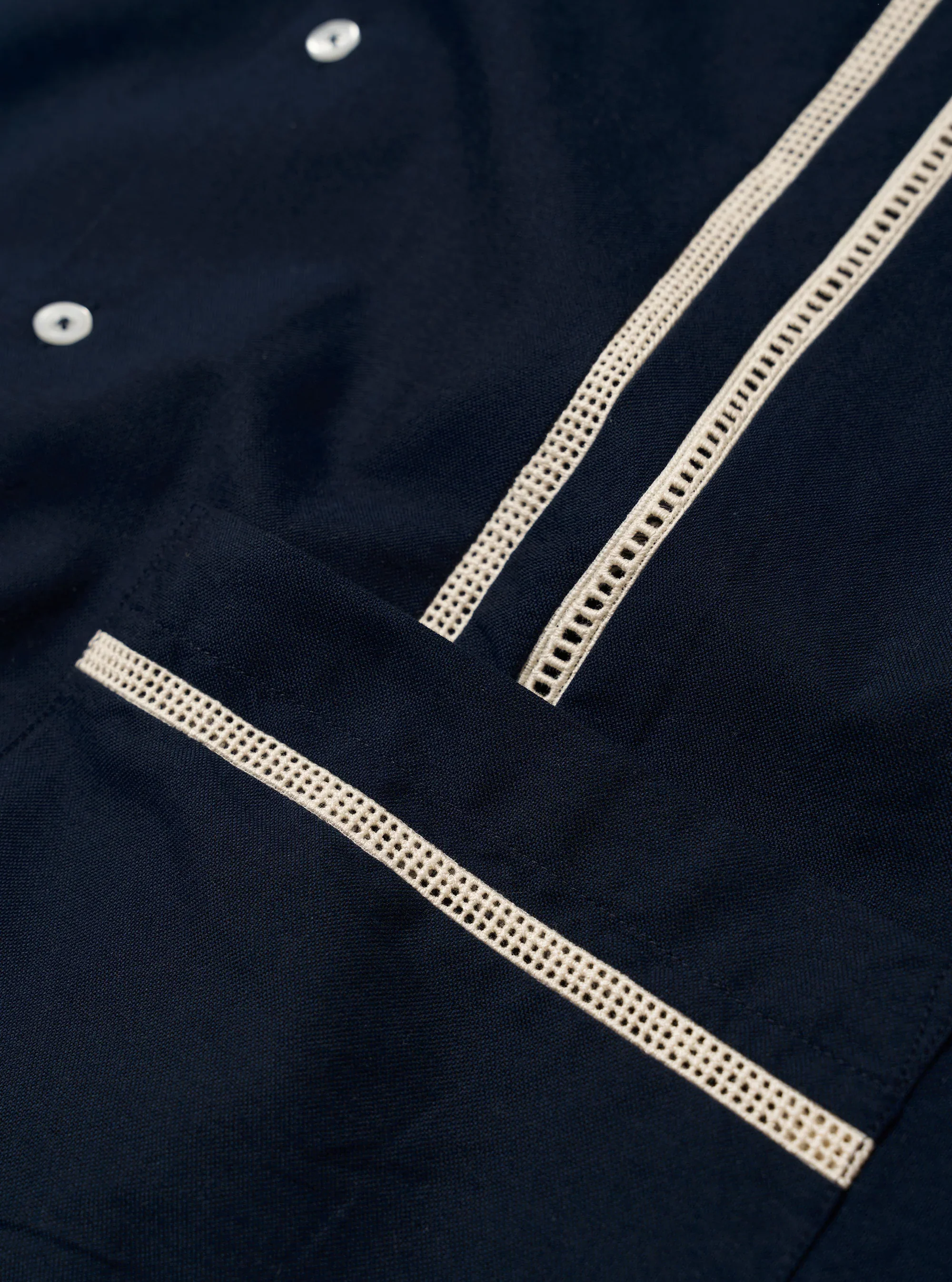 Universal Works - Tropicana Shirt in Navy Classic Oxford - Image 3