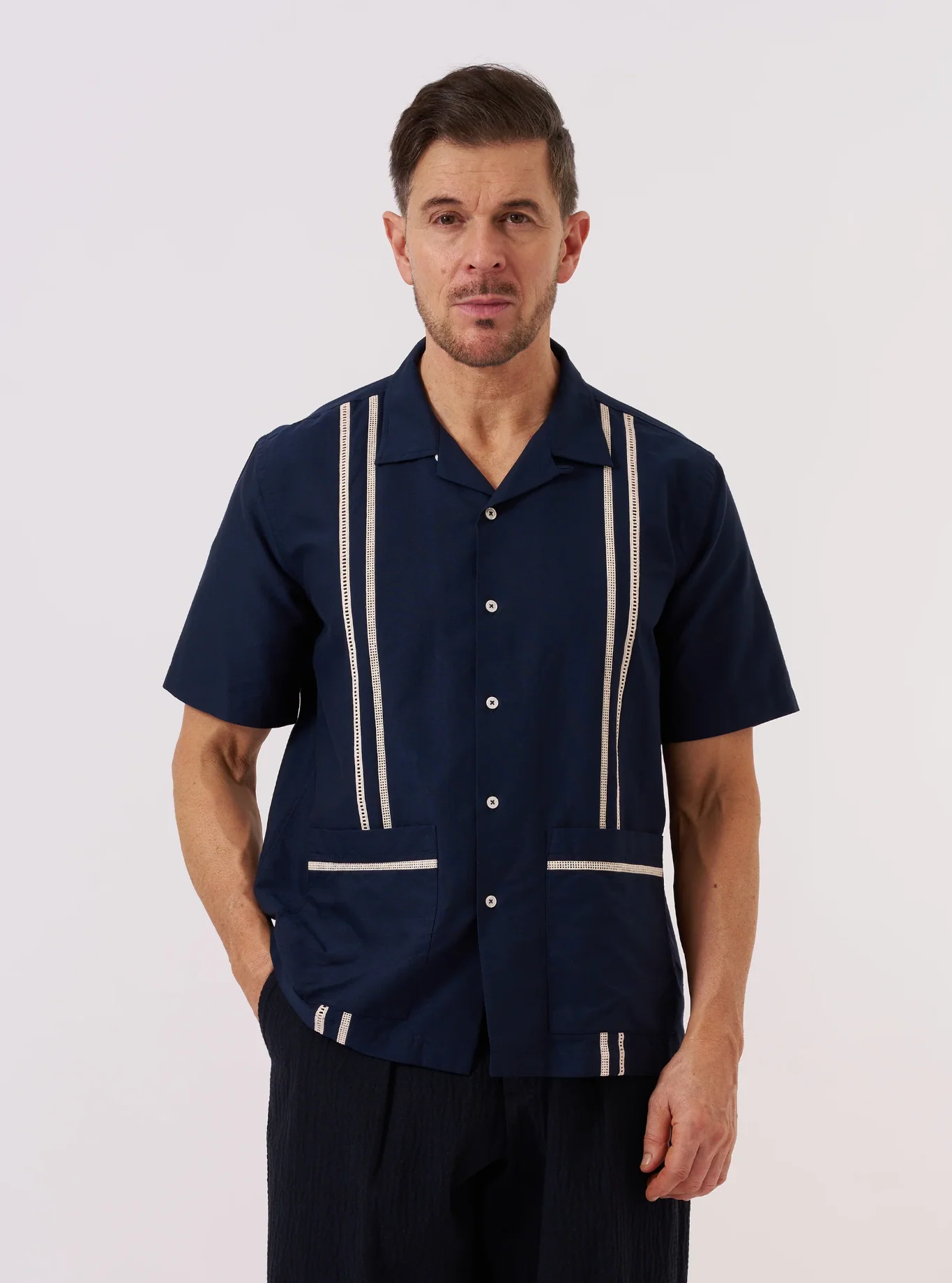 Universal Works - Tropicana Shirt in Navy Classic Oxford - Image 5