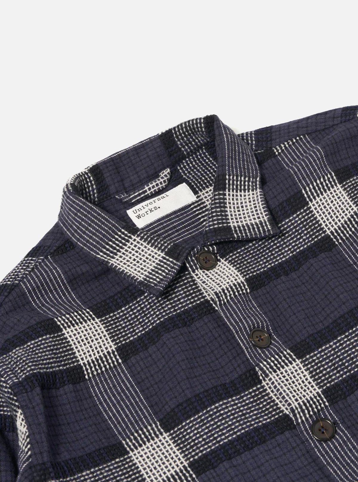 Universal Works - Easy Overshirt in Charcoal Polka Check - Image 3