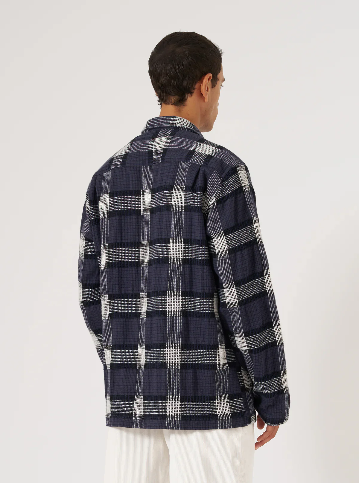 Universal Works - Easy Overshirt in Charcoal Polka Check - Image 6