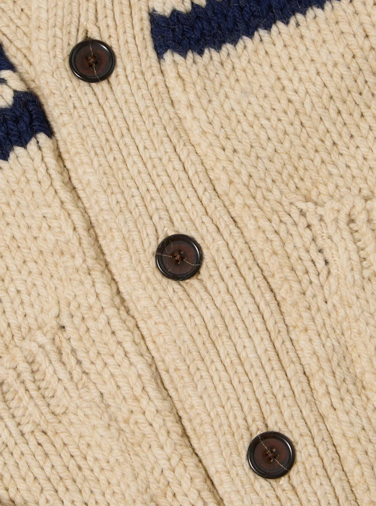 Universal Works - Langdale Cardigan Sand Chunky Knit Stripe - Image 4