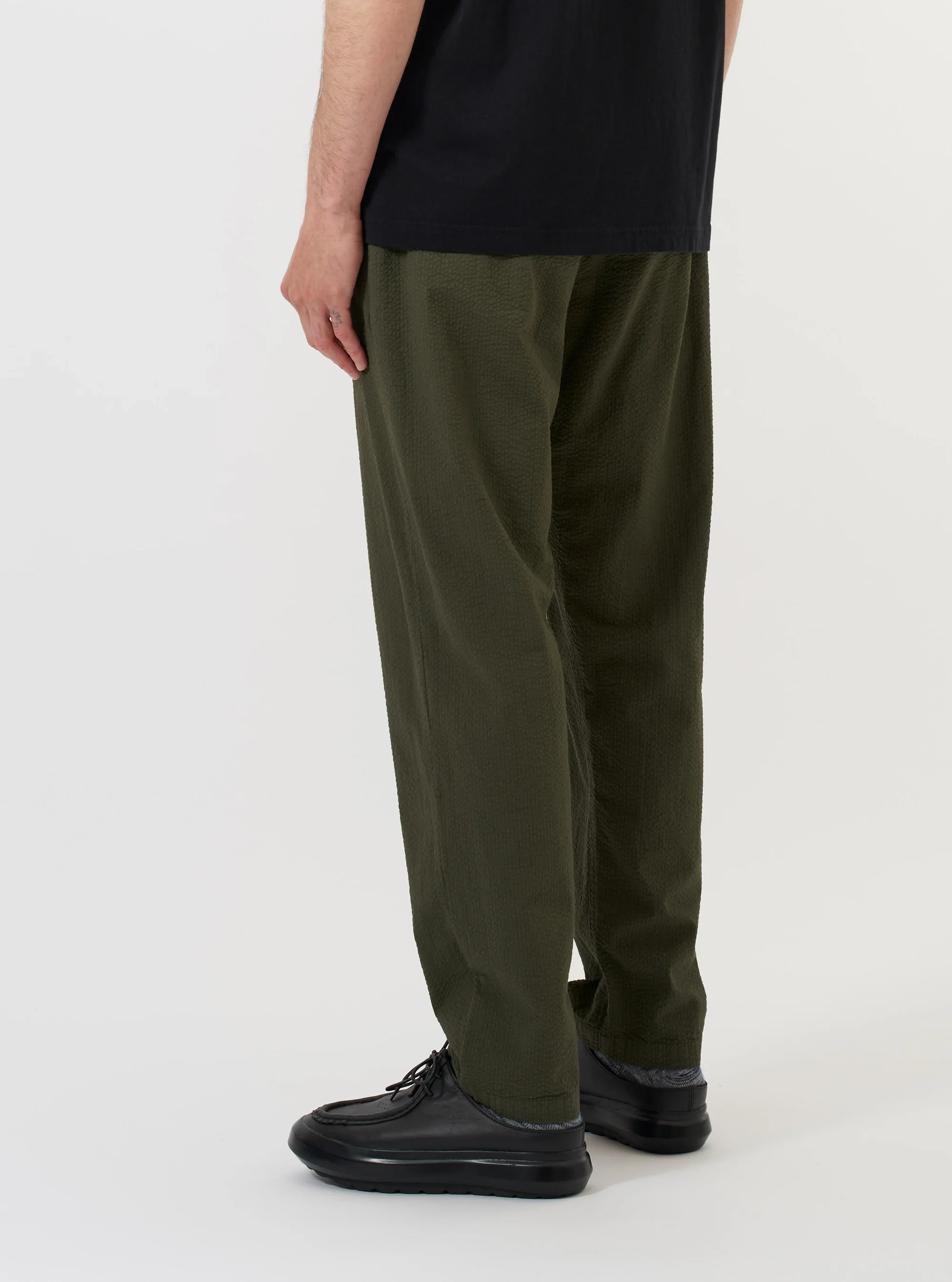 Universal Works - Merida Seersucker Military Chino in Olive - Image 5