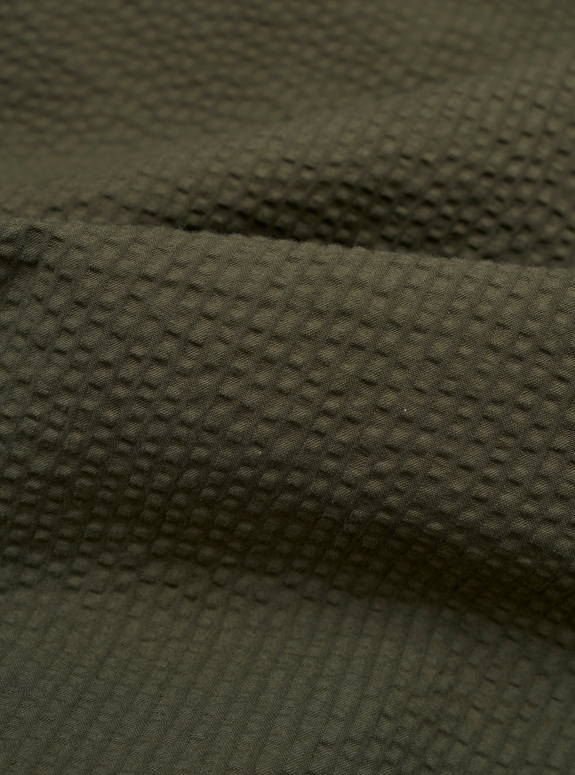 Universal Works - Merida Seersucker Three Button Jacket in Olive - Image 3
