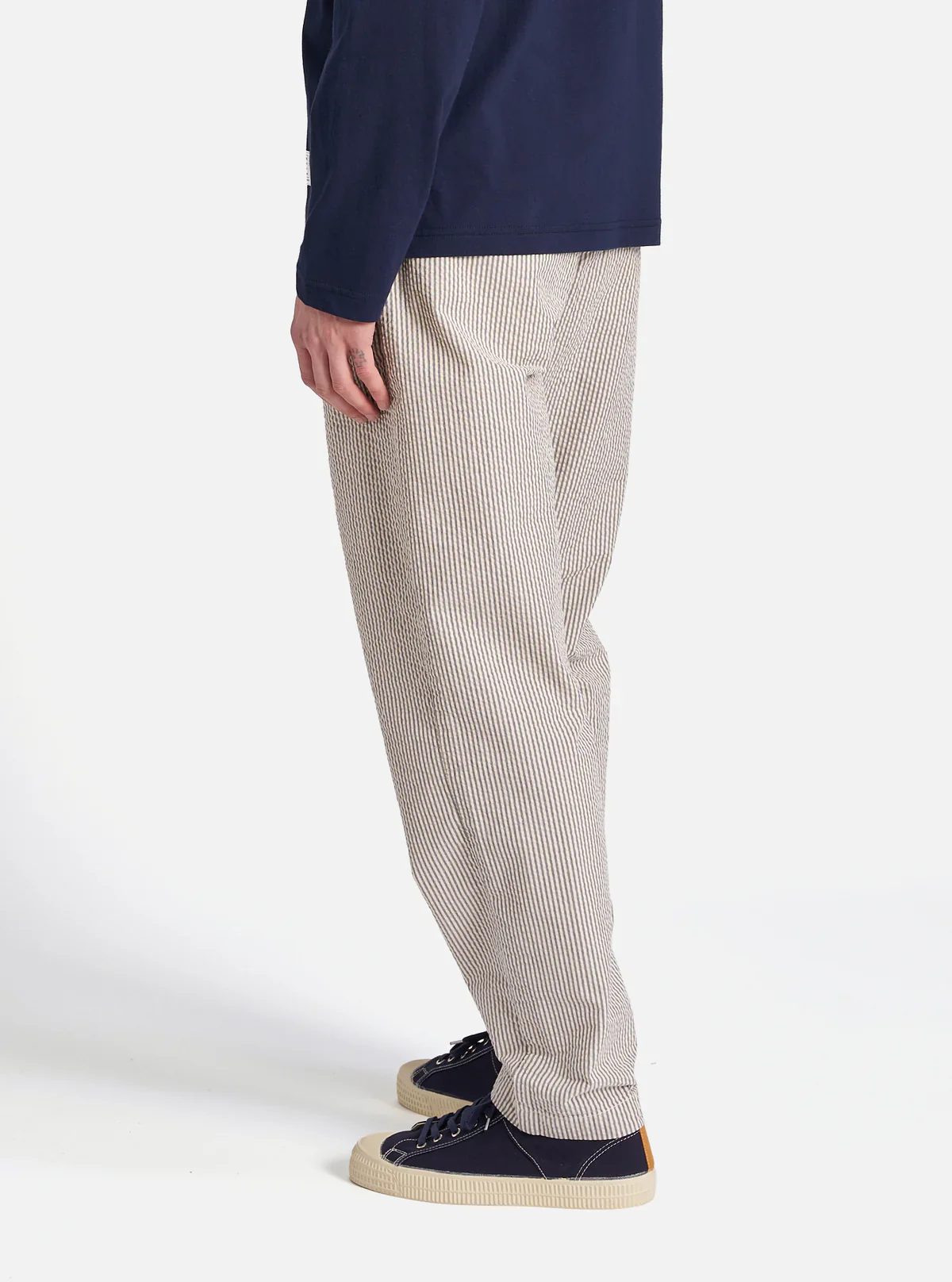 Universal Works - Military Chino in Grey Derby Stripe - Image 7