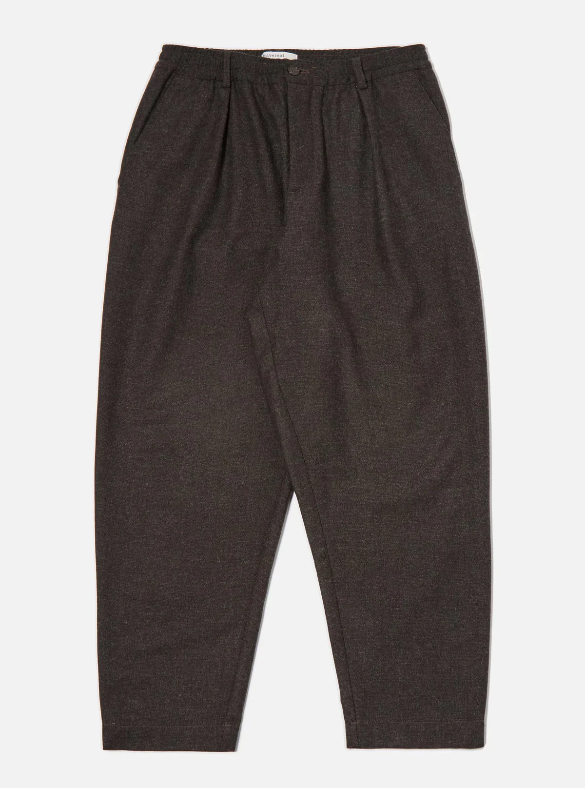 Universal Works - Pleated Track Pant in Brown Upcycled Italian Tweed