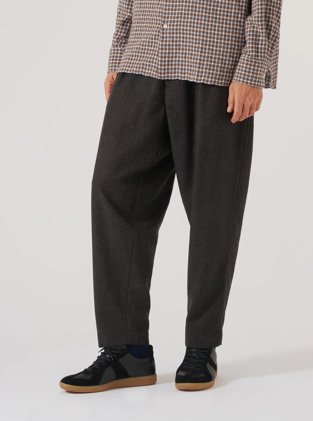 Universal Works - Pleated Track Pant in Brown Upcycled Italian Tweed - Image 7