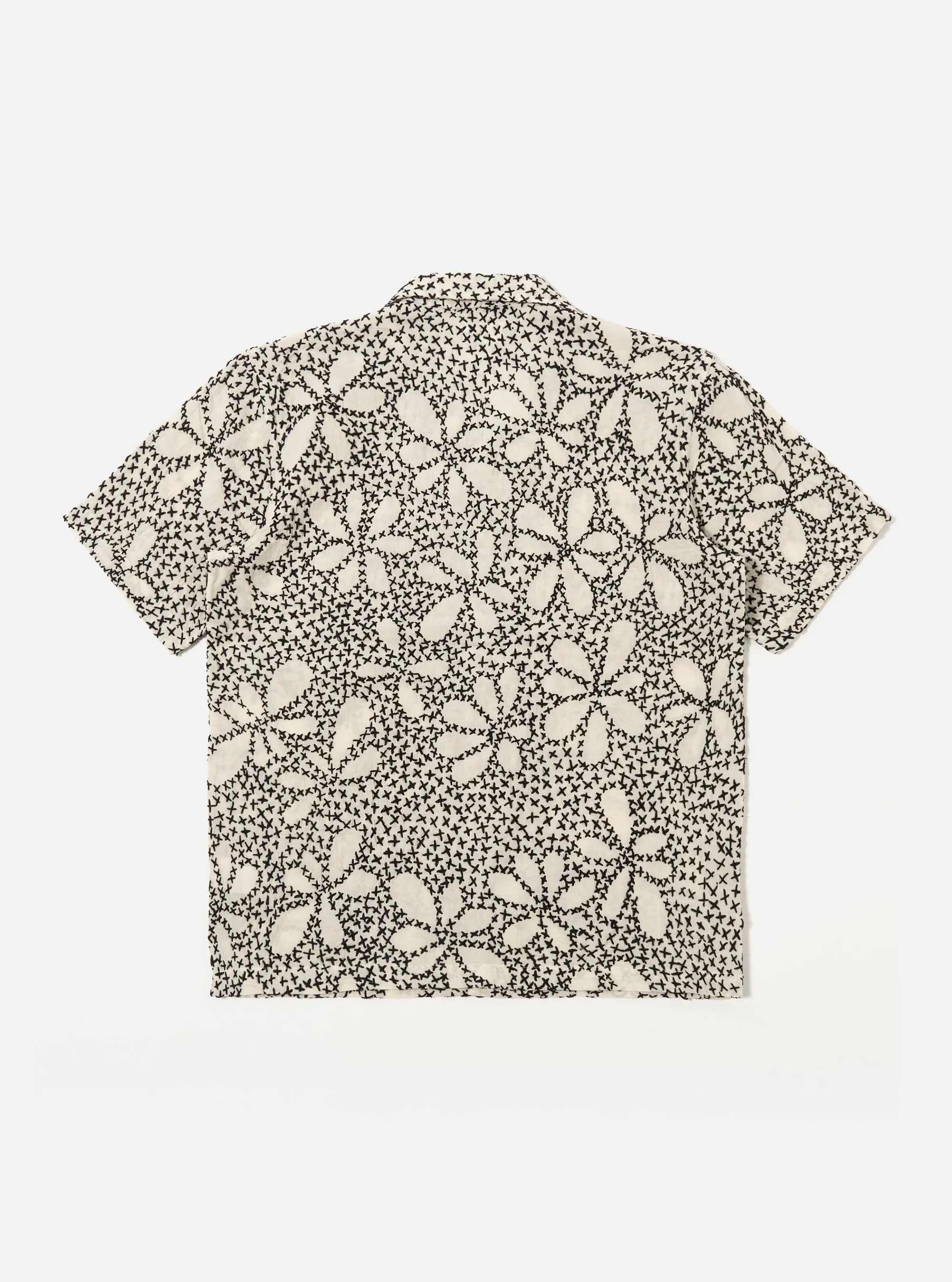 Universal Works - Road Shirt in Ecru/Black Kantha Flower - Image 2