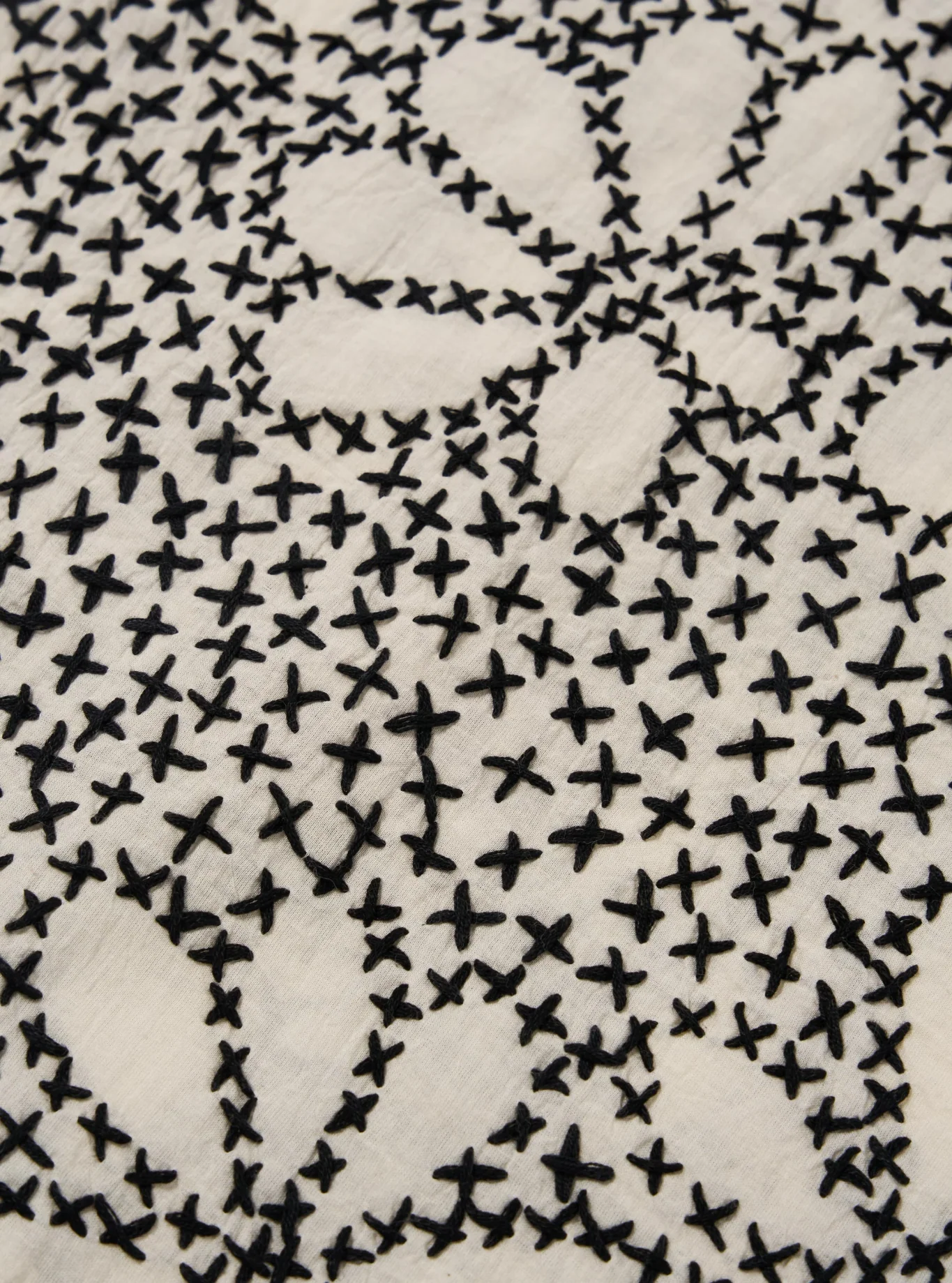 Universal Works - Road Shirt in Ecru/Black Kantha Flower - Image 4