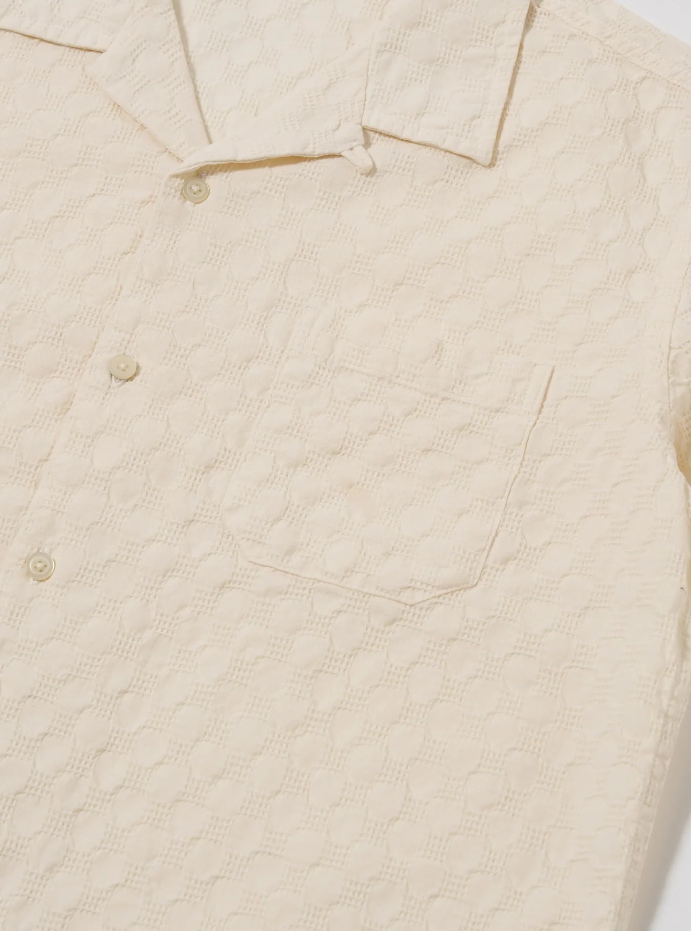 Universal Works - Road Shirt in Ecru Dot Waffle - Image 3